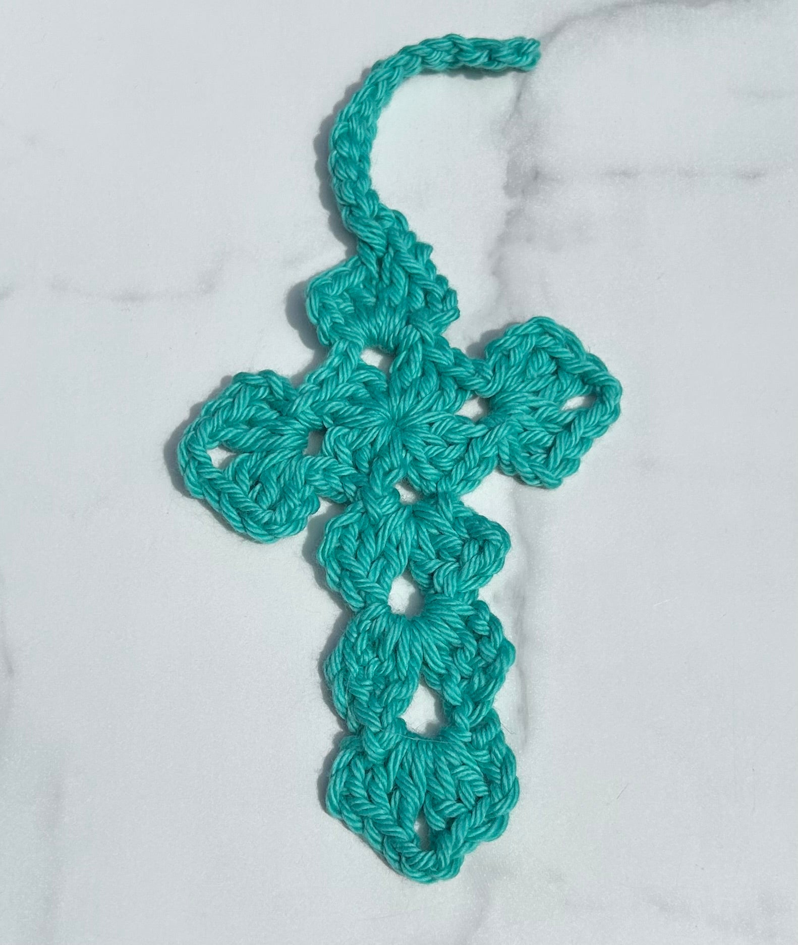 Crochet Cross Bookmark - Teal