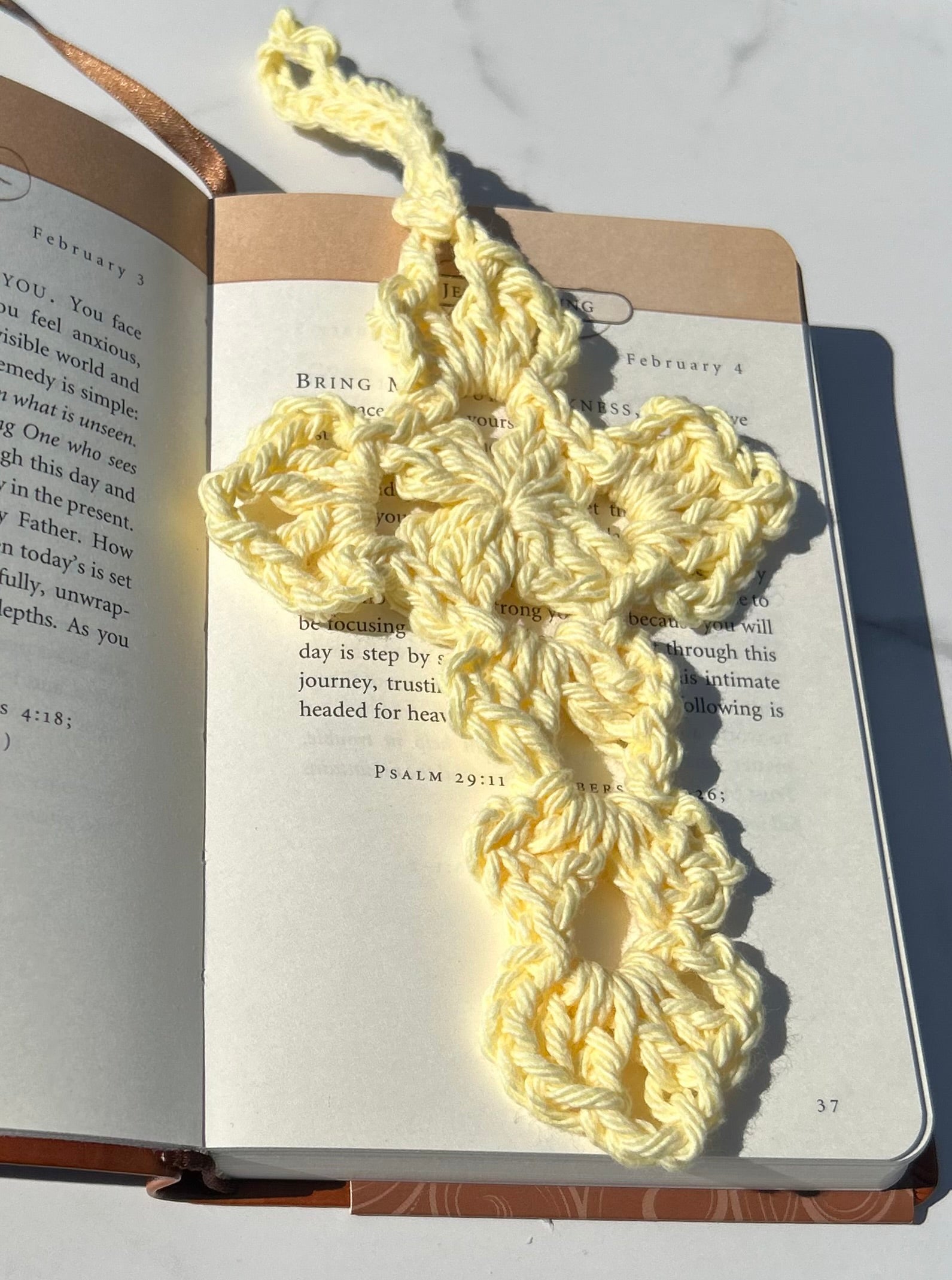 Crochet Cross Bookmark - Sunshine
