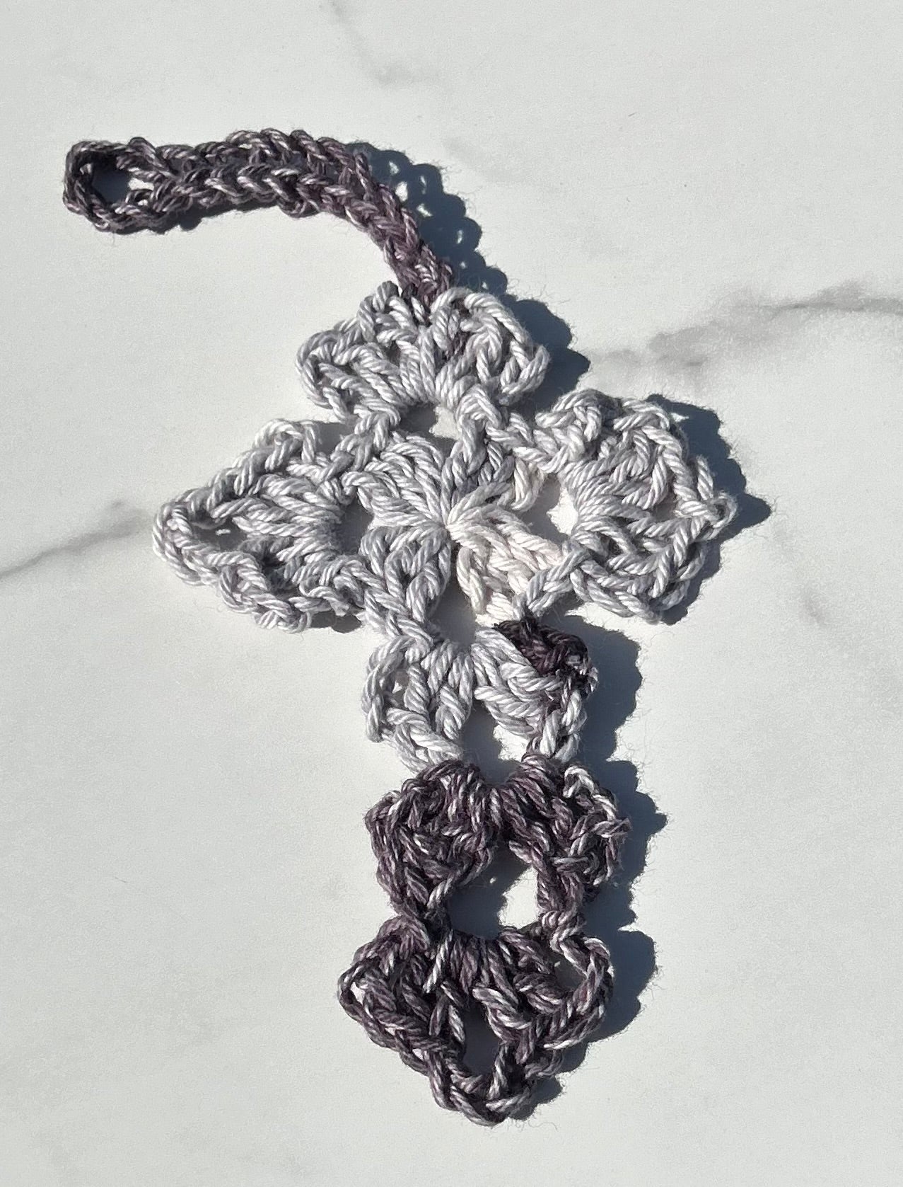 Crochet Cross Bookmark - Gray Denim