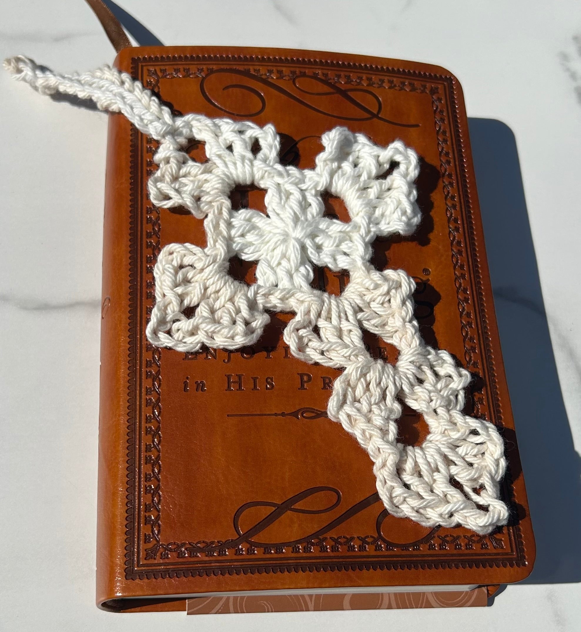Crochet Cross Bookmark - Cream Multicolor