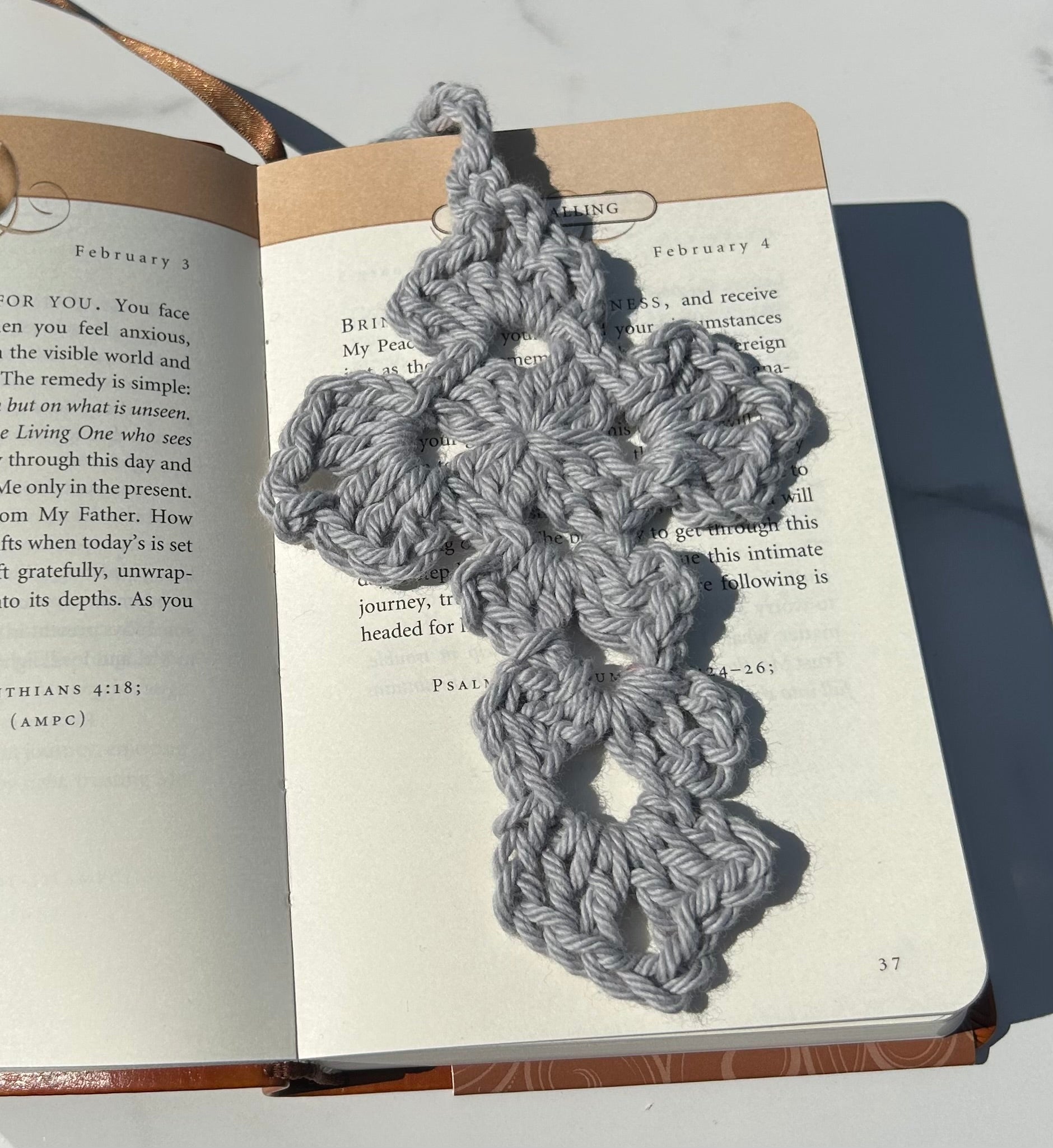 Crochet Cross Bookmark - Gray