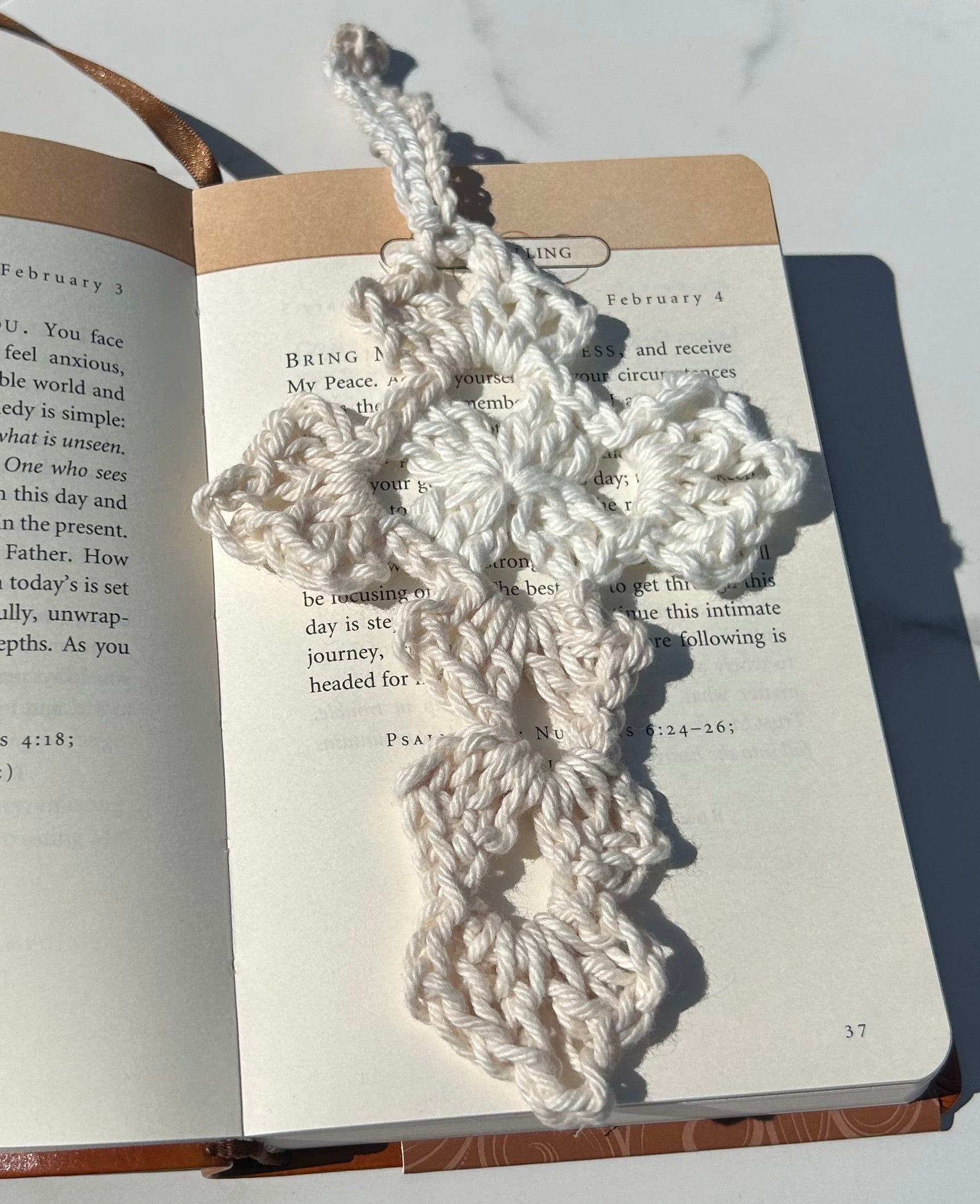 Crochet Cross Bookmark - Cream Multicolor