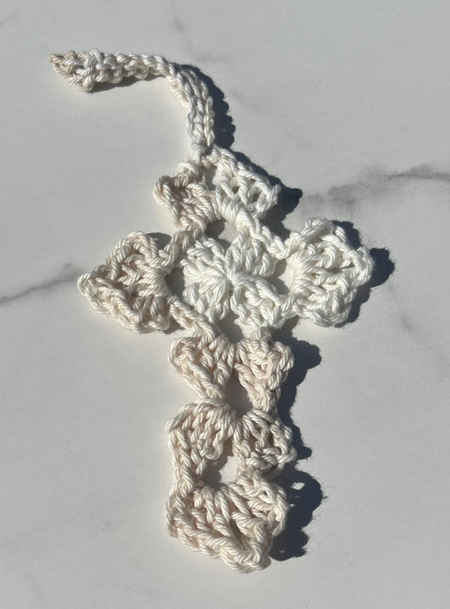 Crochet Cross Bookmark - Cream Multicolor