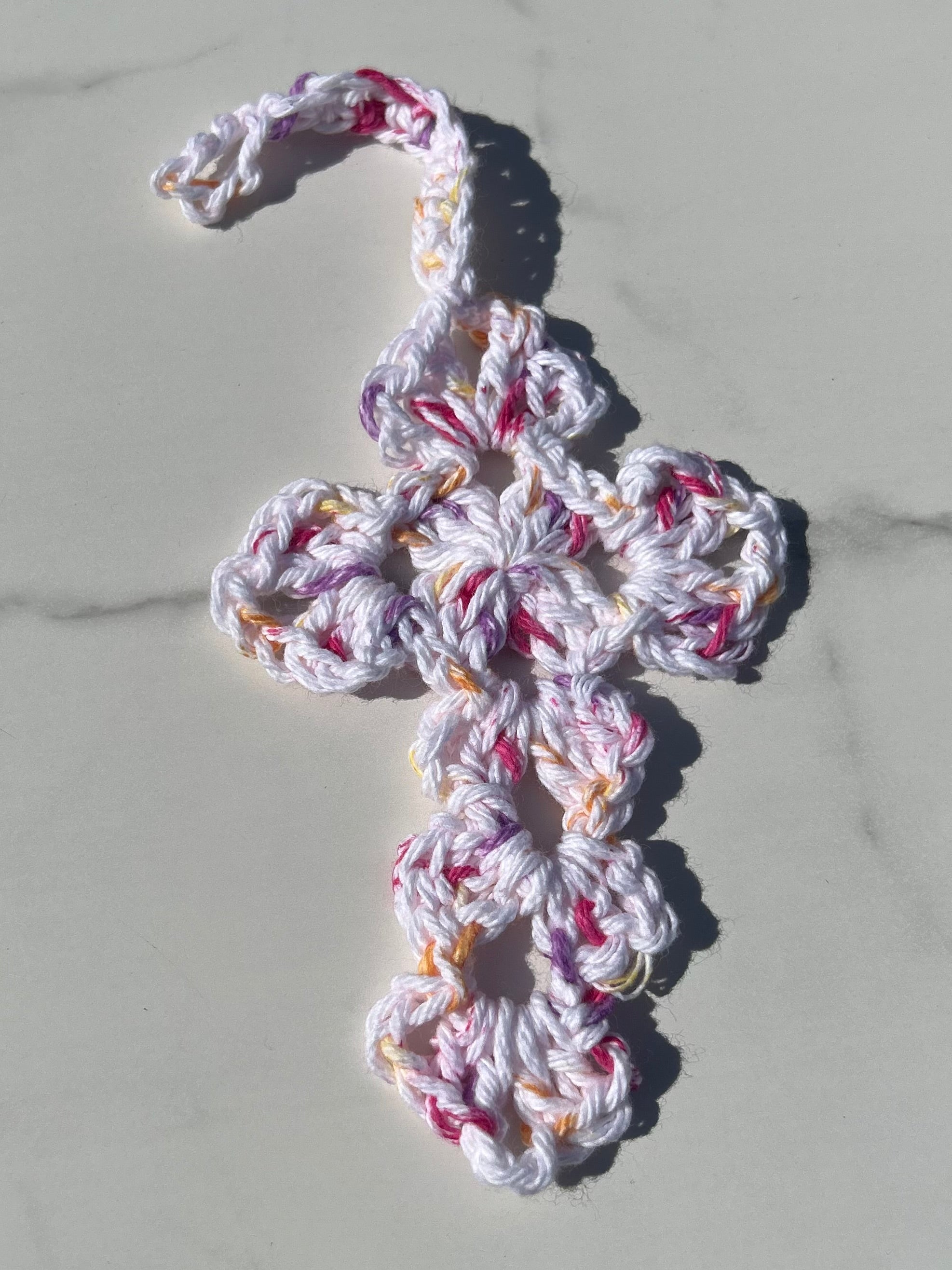Crochet Cross Bookmark - Paint Splatter