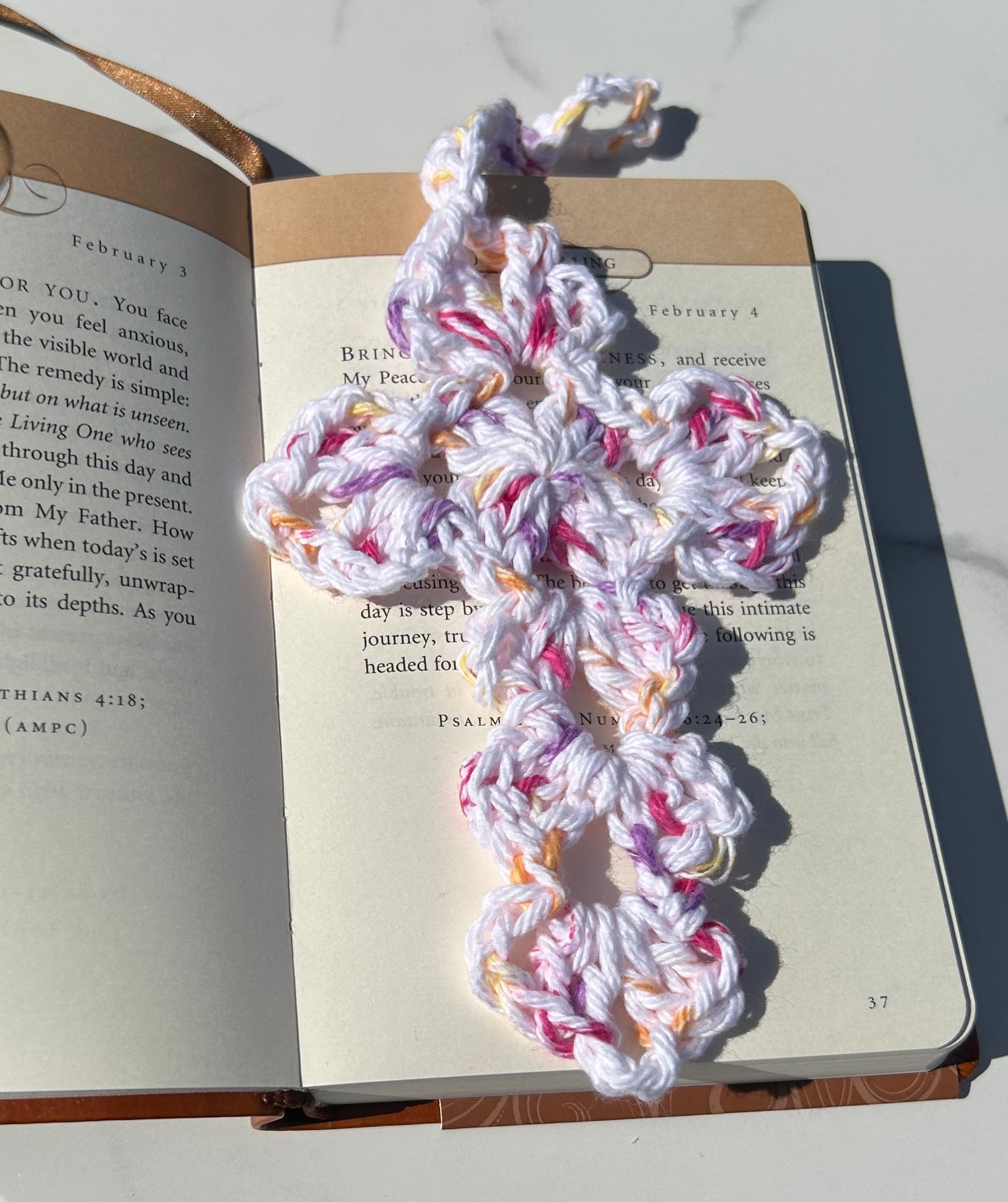 Crochet Cross Bookmark - Paint Splatter
