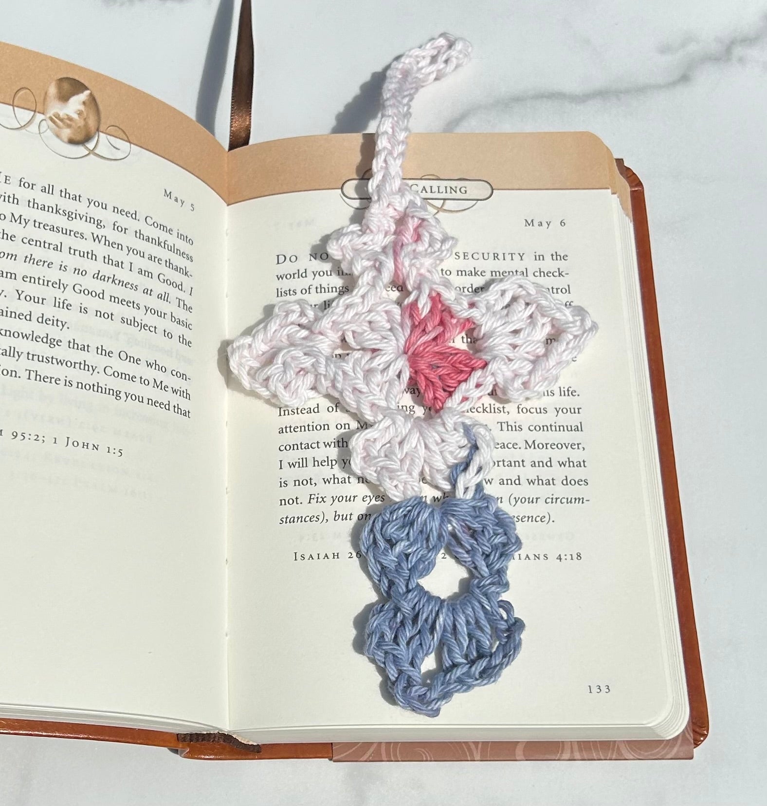 Crochet Cross Bookmark - Multicolor RWB