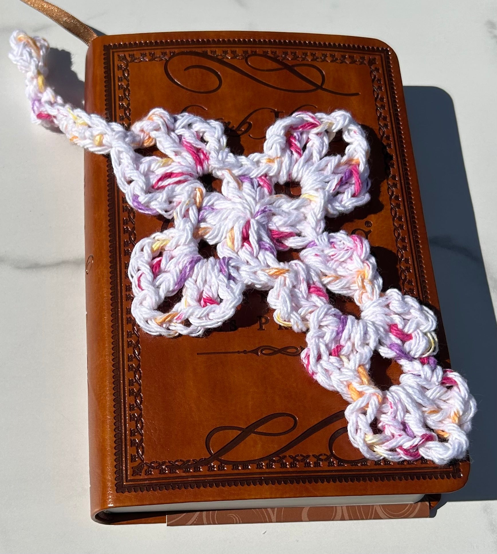 Crochet Cross Bookmark - Paint Splatter