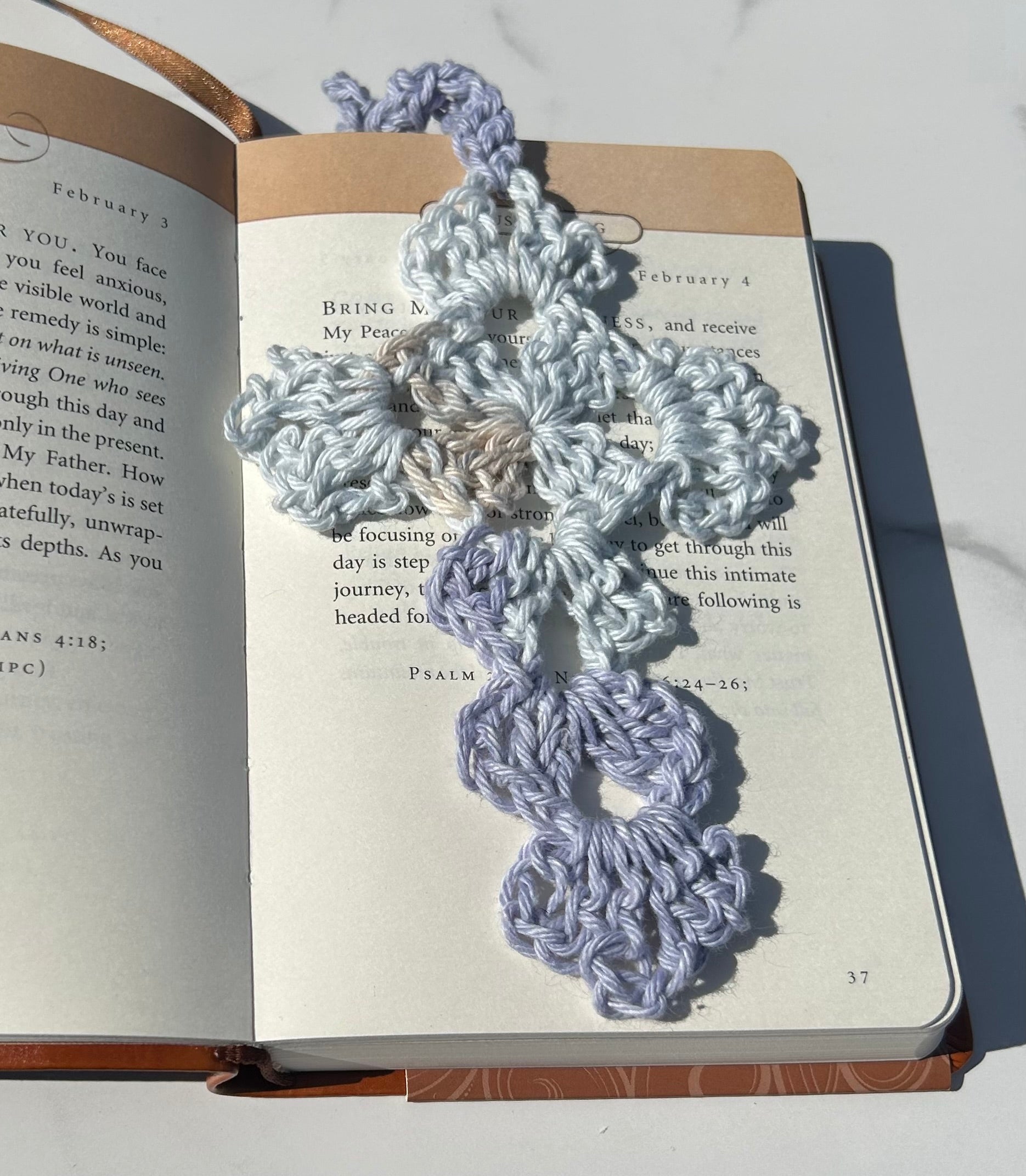 Crochet Cross Bookmark - Multicolor Blue