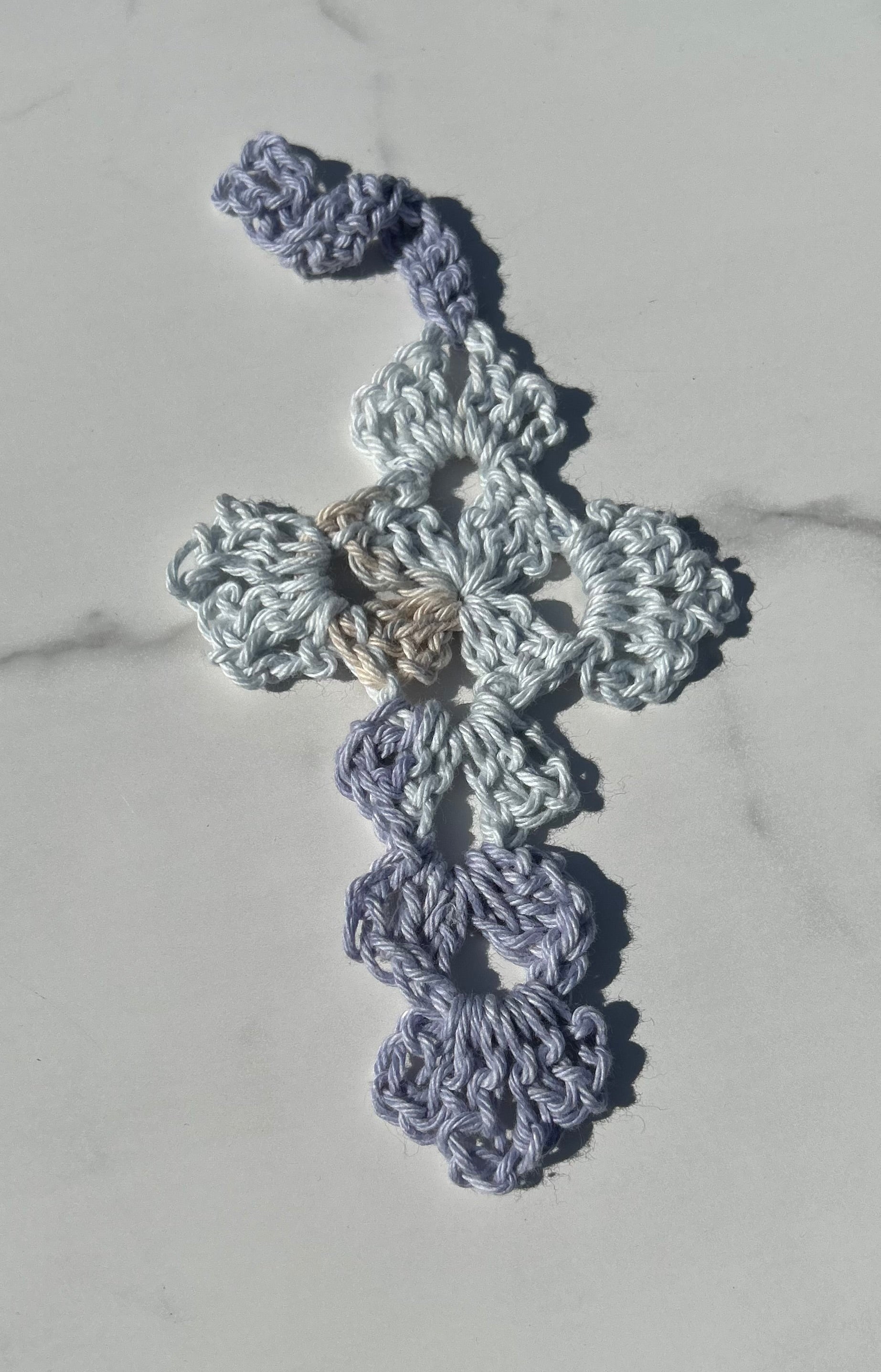 Crochet Cross Bookmark - Multicolor Blue