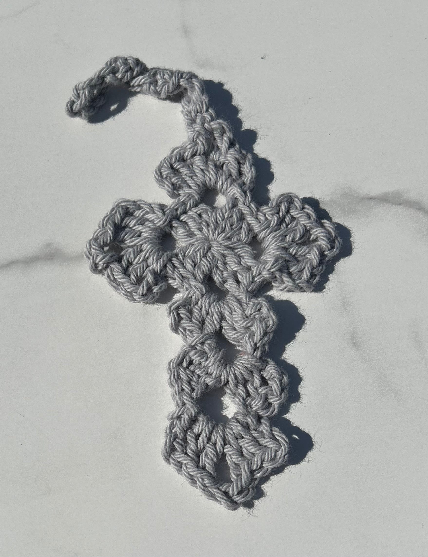 Crochet Cross Bookmark - Gray